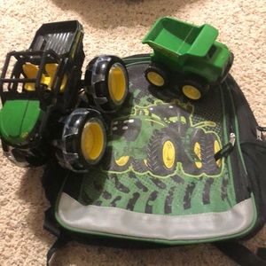 John Deere backpack and toys